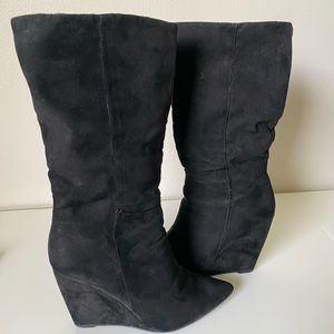 Forever 21 Black Wedge Slouch mid calf bootie
